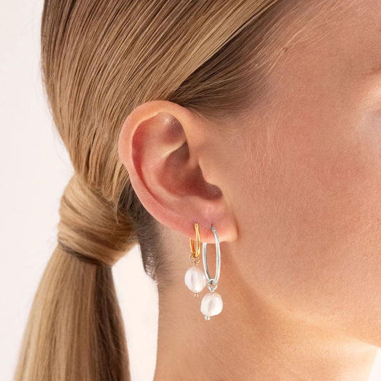 Linda Tahija - Baroque Pearl Willpower Hoop Earrings - Sterling Silver