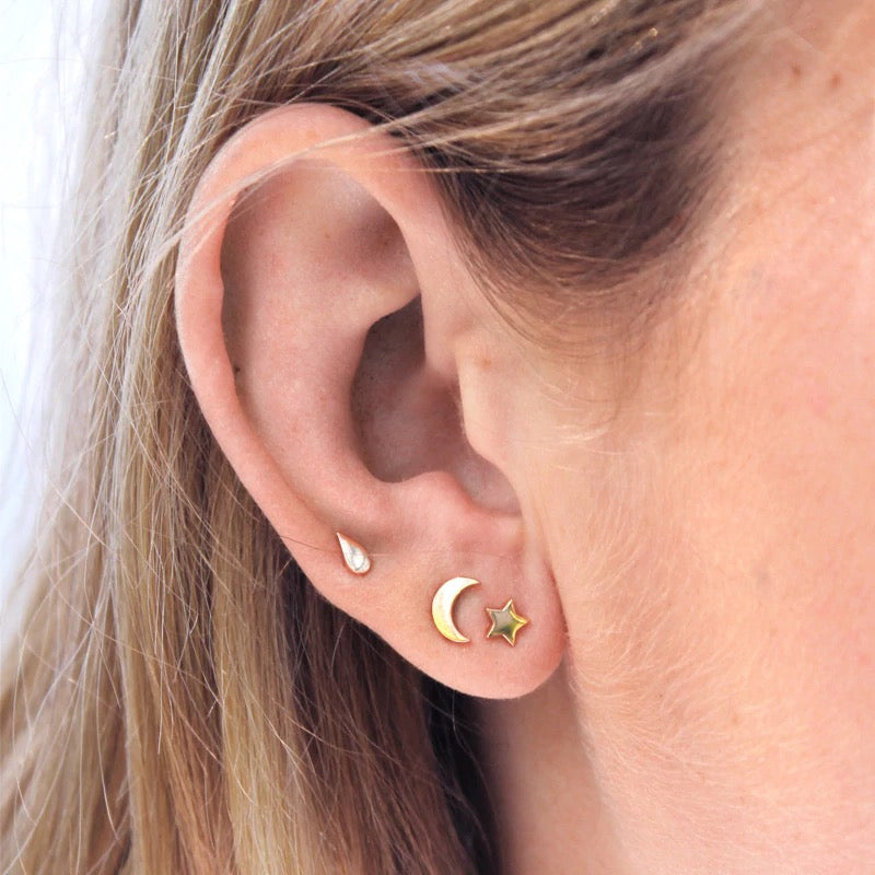 Linda Tahija - Moon Stud Earrings - Sterling Silver