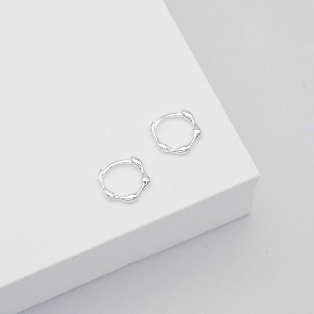 Linda Tahija - Organica Mini Huggie Earrings - Sterling Silver