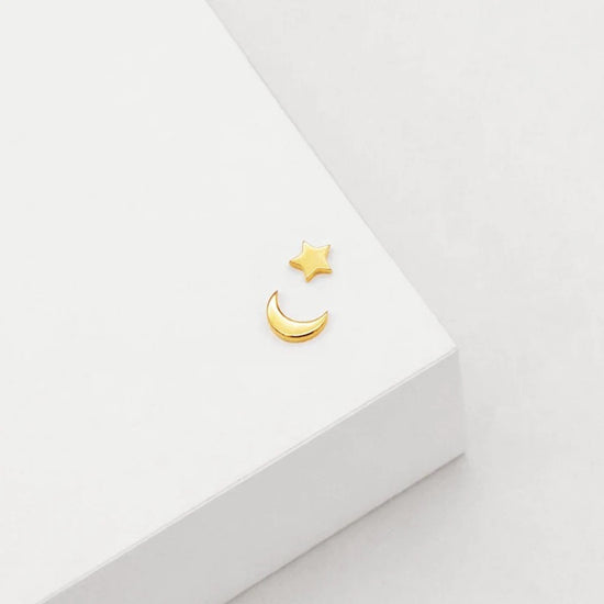 Linda Tahija - Star & Moon Studs - Gold Plated