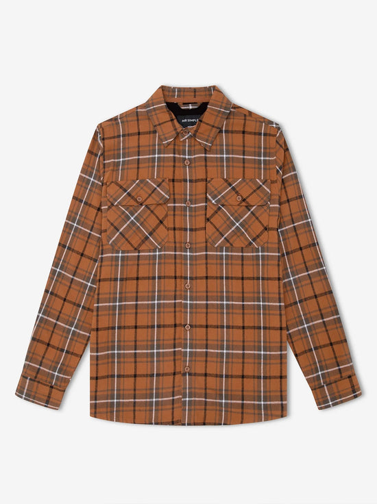Mr Simple - Flannel LS Shirt - Terracotta Check