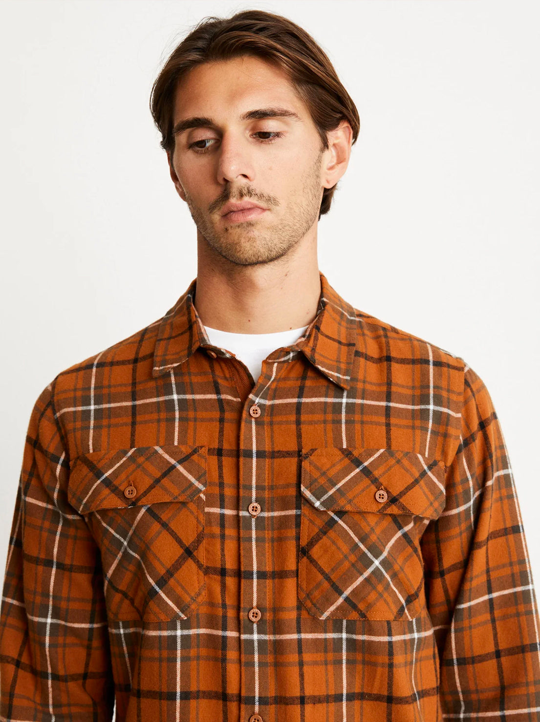 Mr Simple - Flannel LS Shirt - Terracotta Check