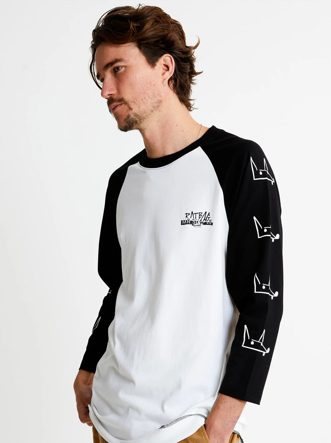 Mr Simple - Rat Stack 3/4 Raglan - White/Black