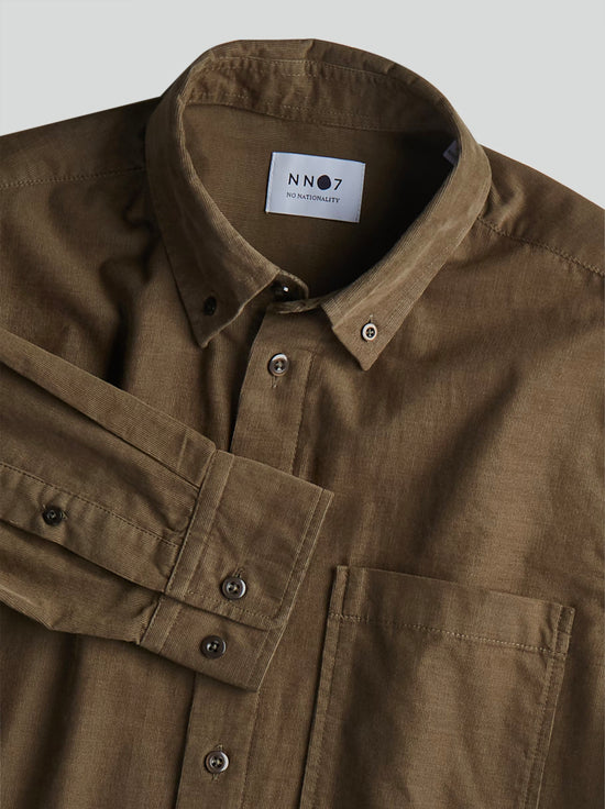 No Nationality - Arne 5723 - Regular Cotton Corduroy Shirt - Dark Clay