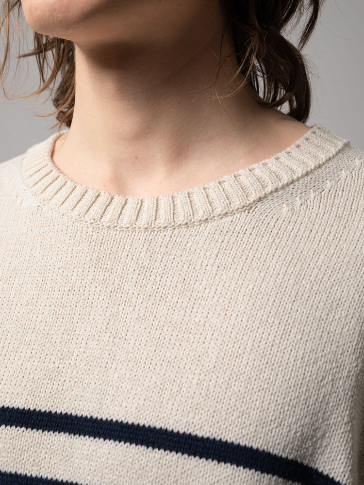 Buy Nudie - Hampus Recycled Stripe Sweater - Off White / Navy For
