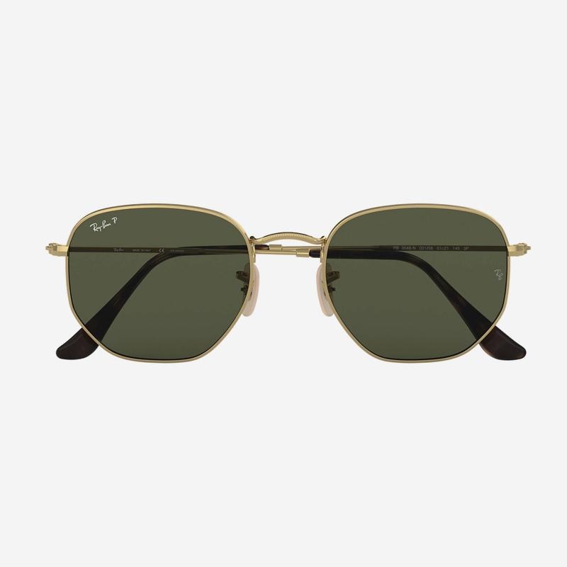 Ray-Ban - Hexagonal Flat Lens Sunglasses in Gold/Green Lens