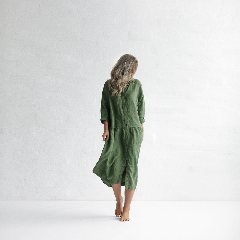 Seaside Tones - Oversized Dress - Olive