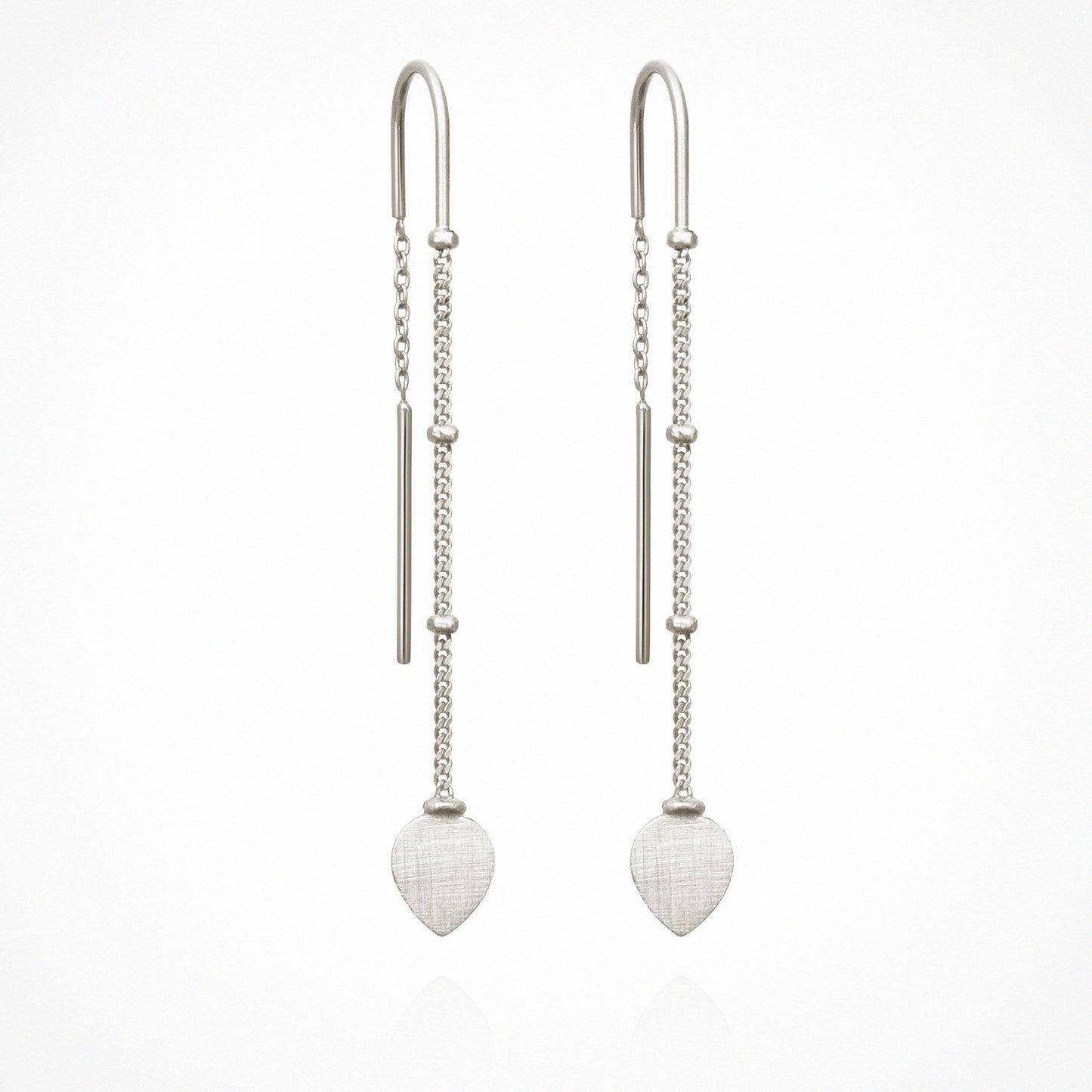 Temple of the Sun - Hanging Lotus Earrings - Silver