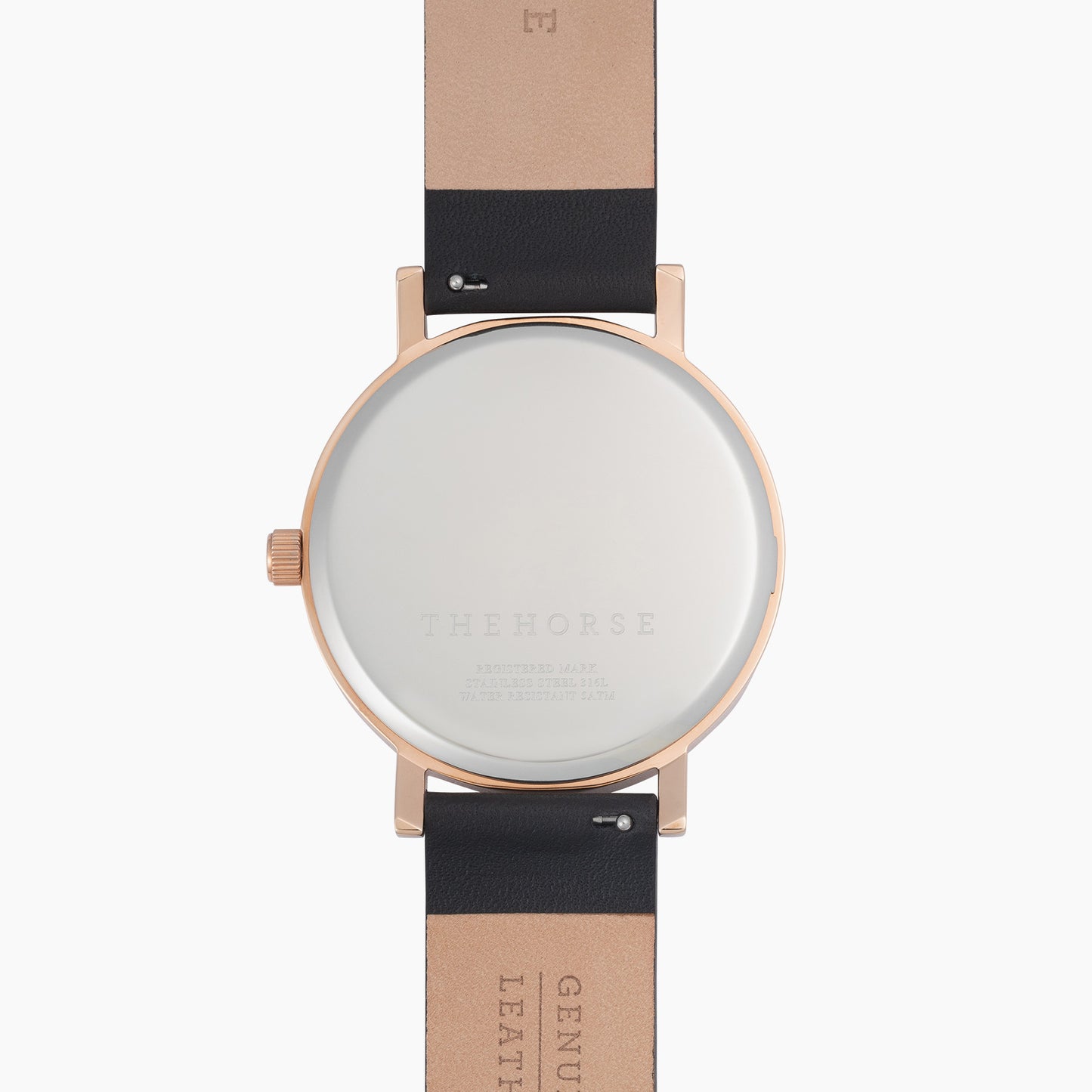 The Horse - The Original Watch - Polished Rose Gold / Black Dial / Black Leather