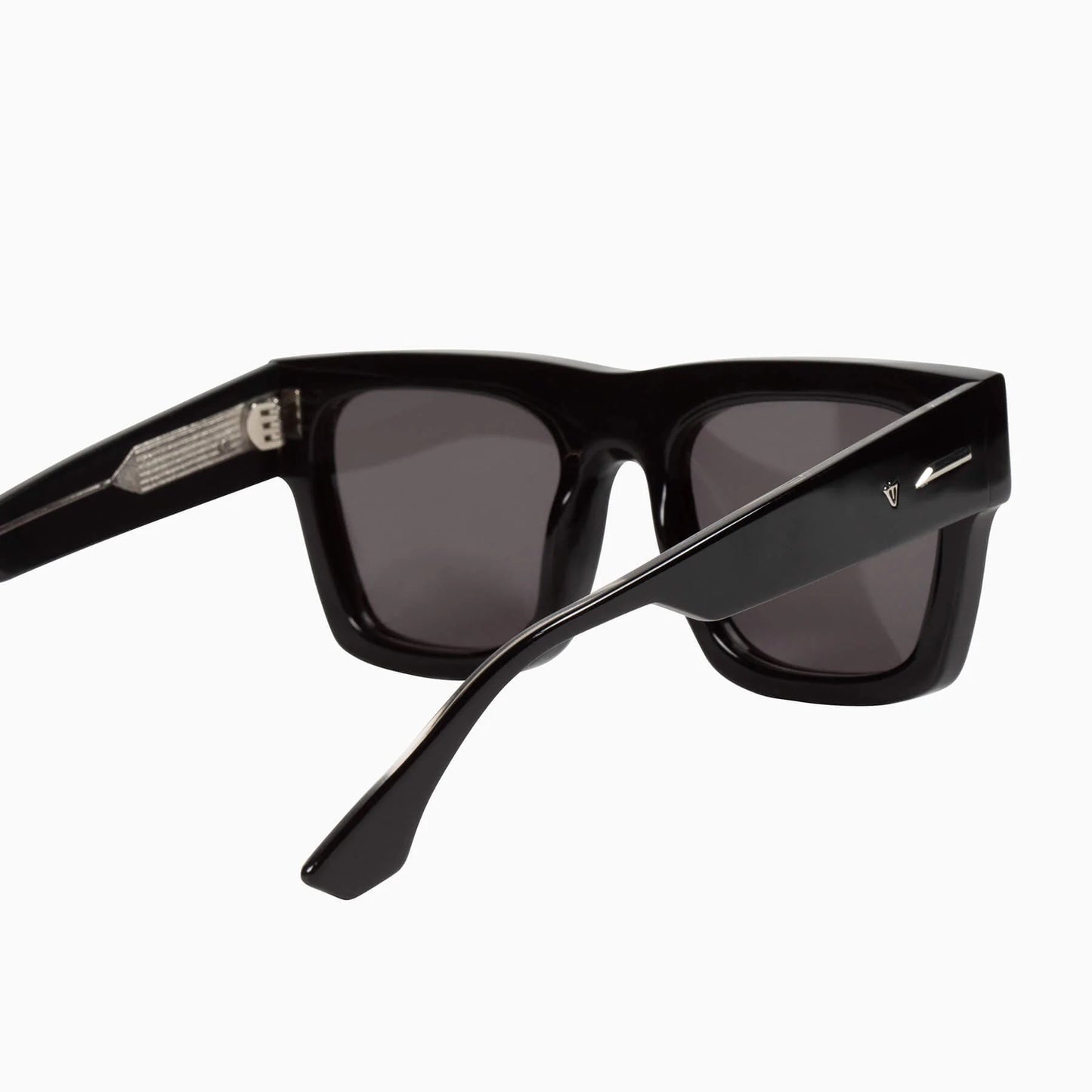 Valley - Alta Sunglasses - Gloss Black w. Silver Metal Trim / Black Lens