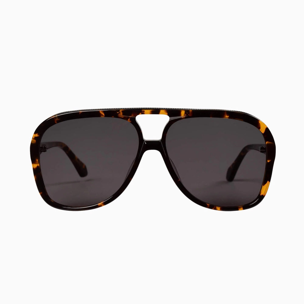 Valley - Bang Sunglasses - Dark Tortoise Frame / Matte Black Metal Trim / Black Lens