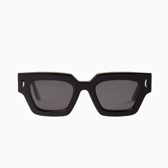 Valley - Ghost Sunglasses - Gloss Black / Silver Metal Trim / Black Lens