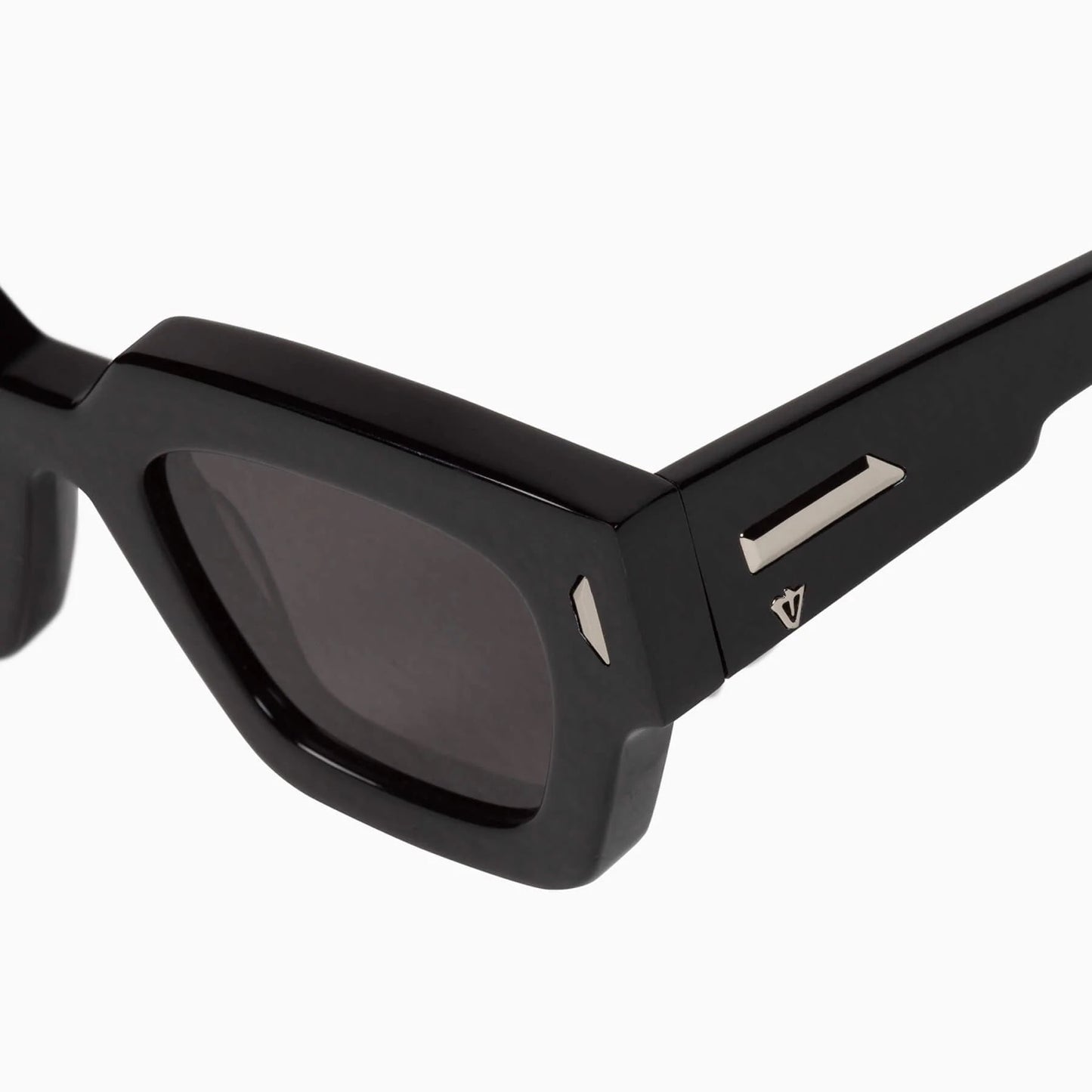 Valley - Ghost Sunglasses - Gloss Black / Silver Metal Trim / Black Lens