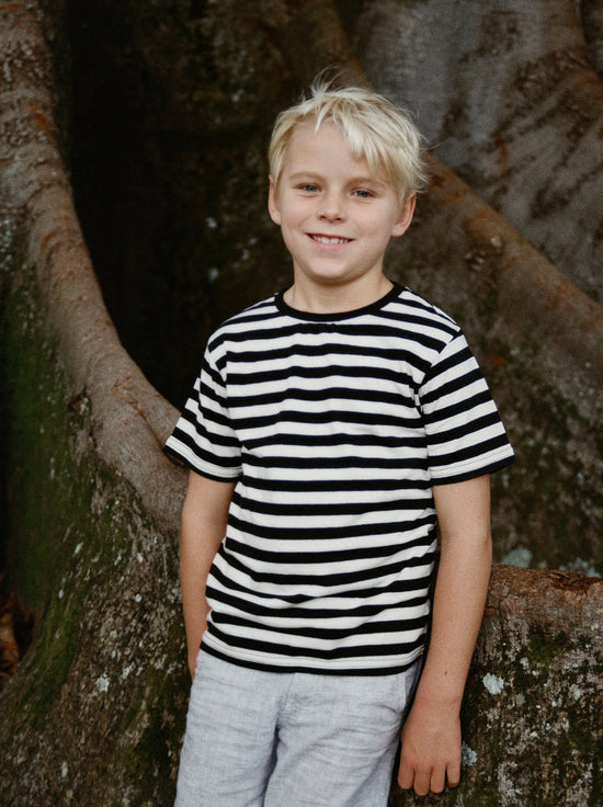Load image into Gallery viewer, Hemp Clothing Australia - Kids Tee - Black/White Stripe
