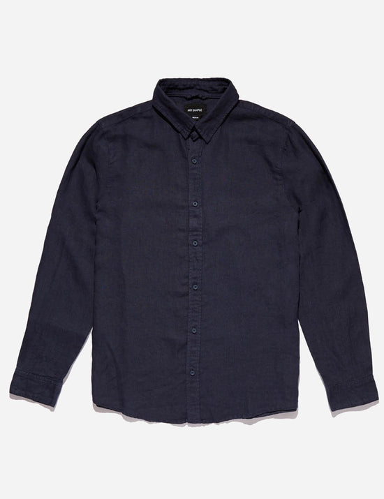 Mr Simple - Linen LS Shirt - Navy