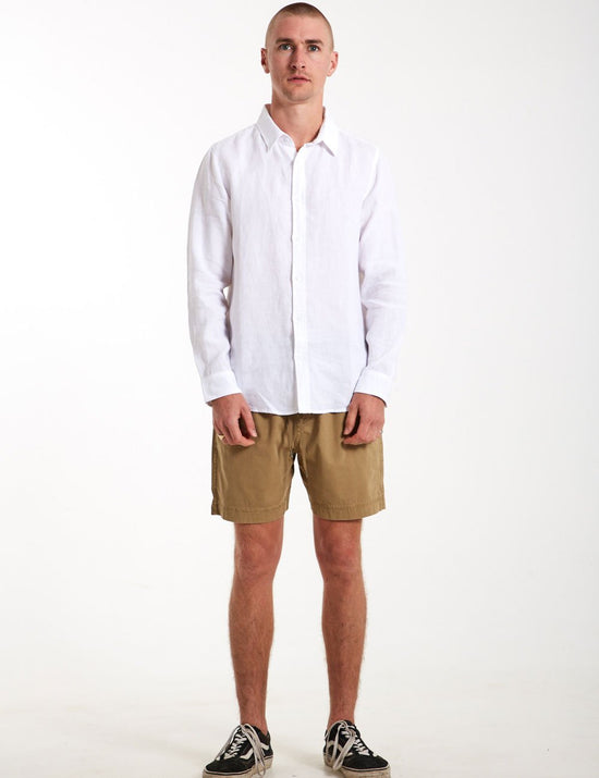Mr Simple - Linen LS Shirt White